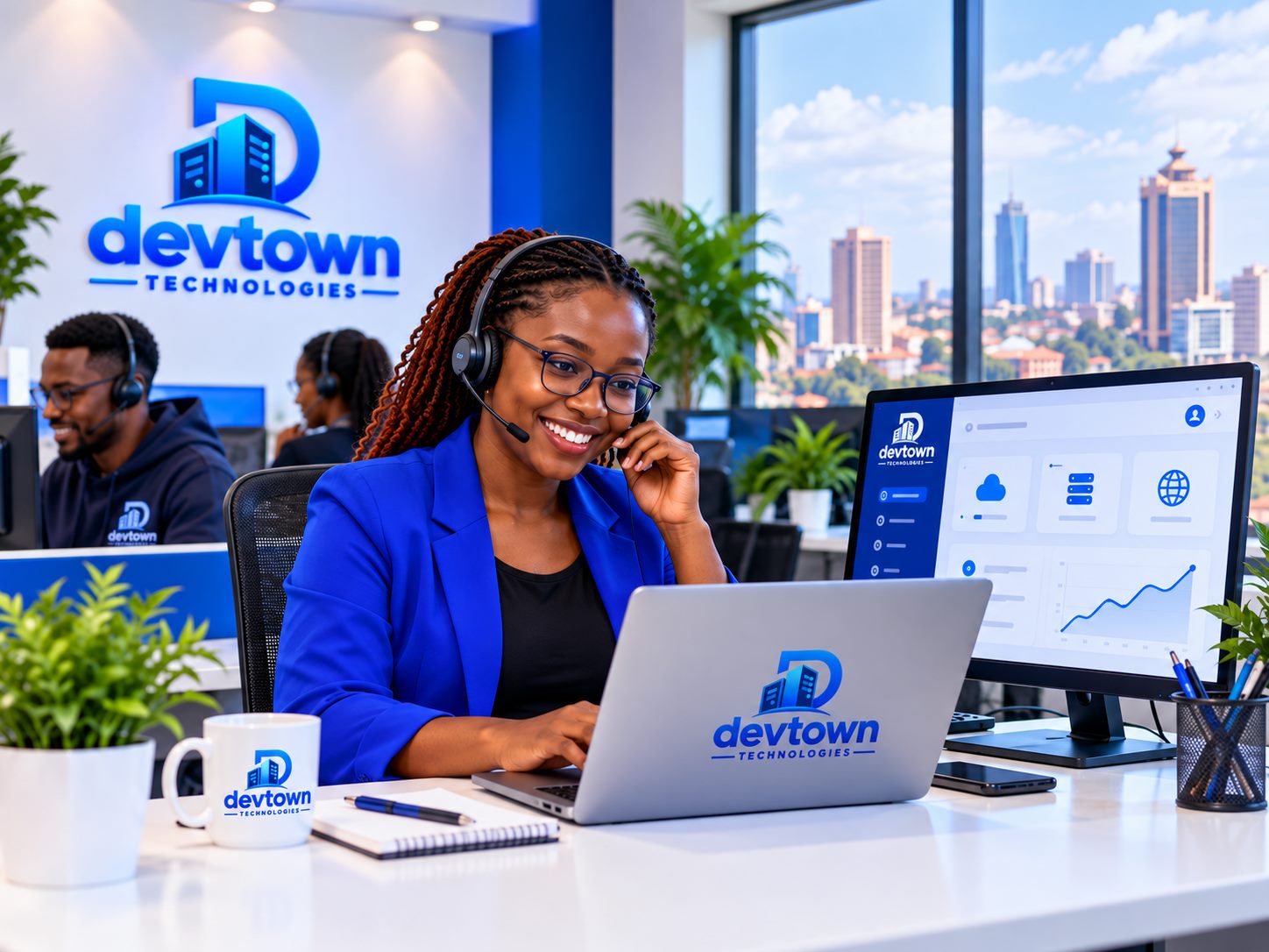 Devtown customer support specialist helping clients