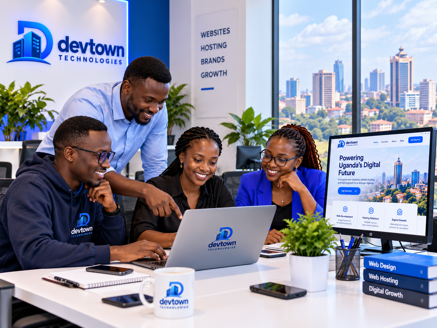 Devtown team presenting web hosting and digital services