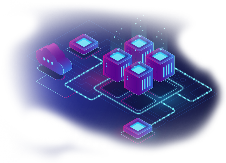 Connected cloud servers representing domain and hosting services